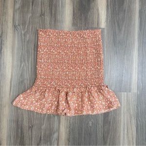 coral floral mini skirt